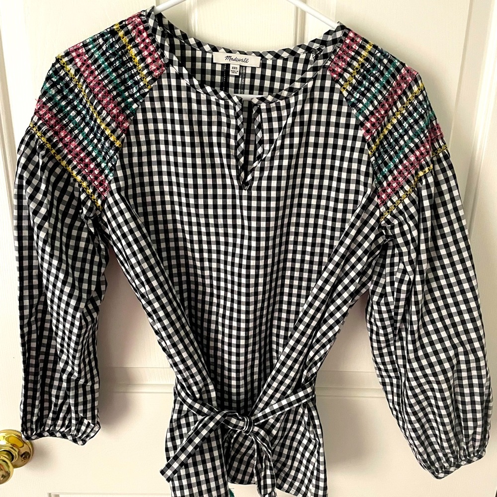 Madewell black and white gingham top